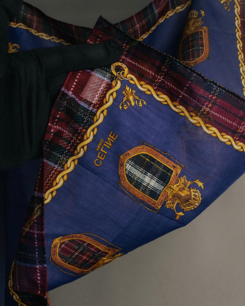 “CELINE” 2019-2024 Heraldic chain cotton scarf
