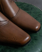 "KATHARINE HAMNETT" Perforated square toe lace-up leather shoes