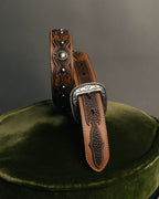 "ARIAT" 00's-10's Studded tooled leather western belt