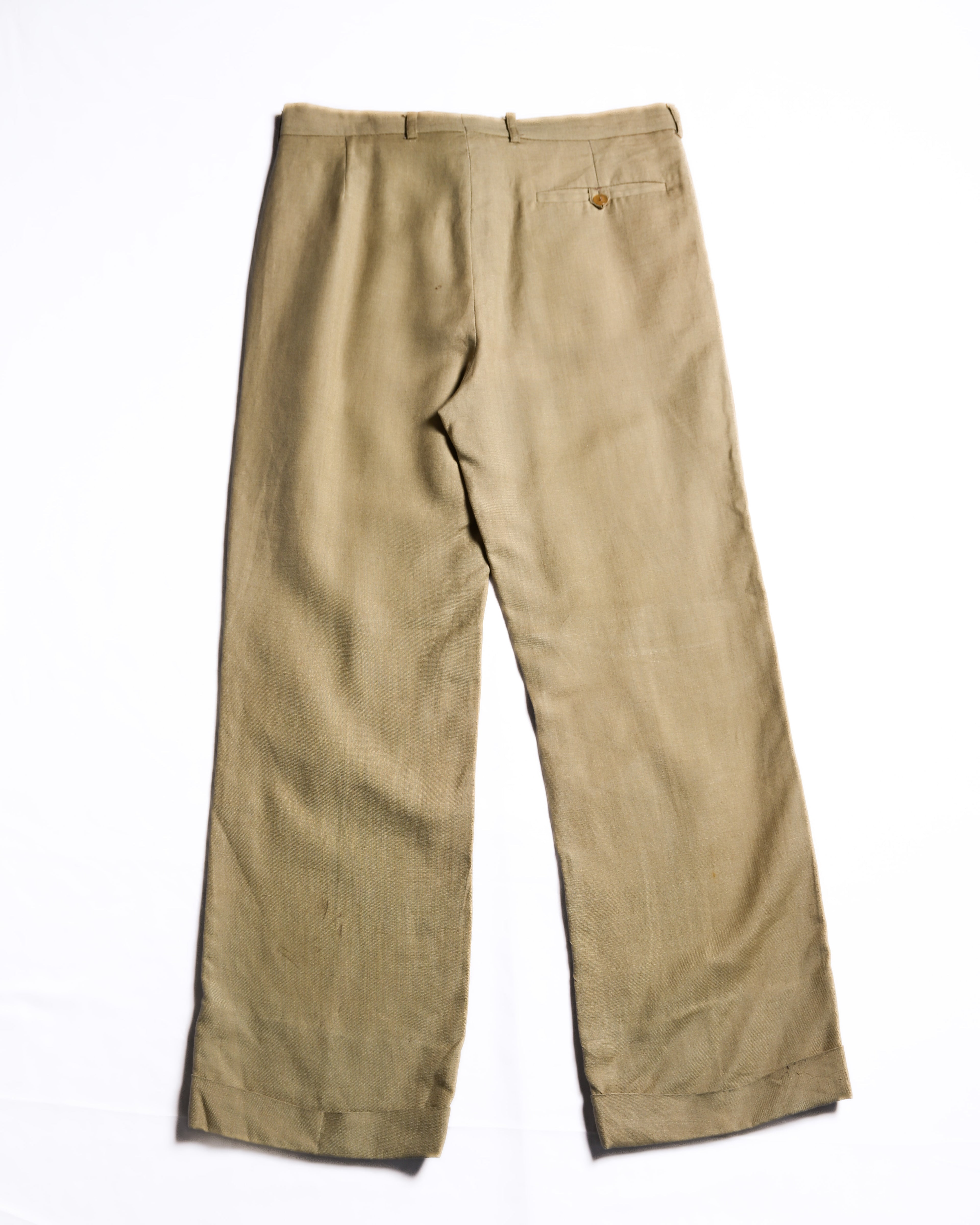 VINTAGE/ Linen Tasted 2 Tuck Trousers Light Beige