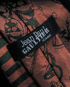 "JEAN PAUL GAULTIER HOMME" Drawing camouflage design silk neck tie