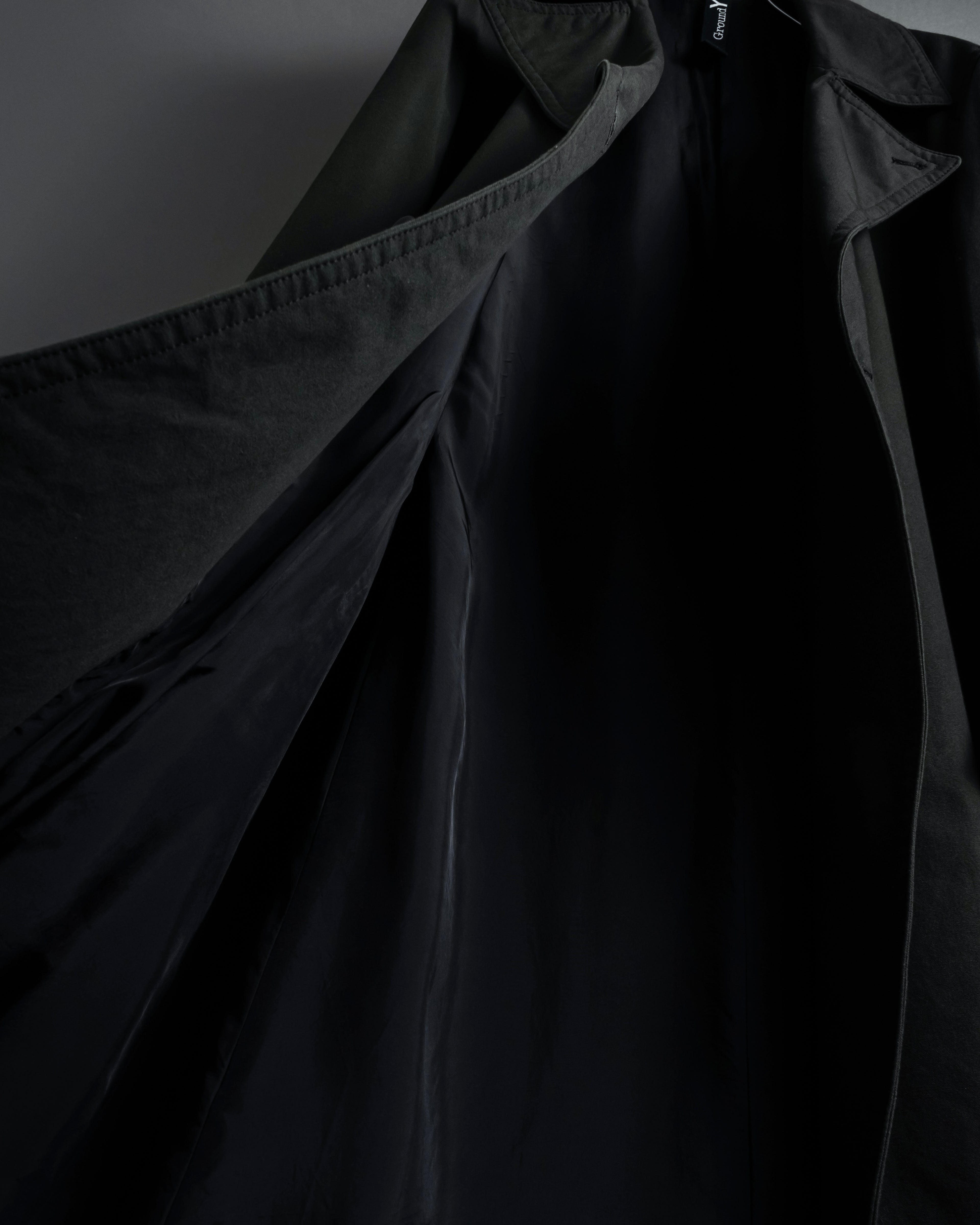 "Ground Y" 19AW Draping design cotton gabardine trench coat