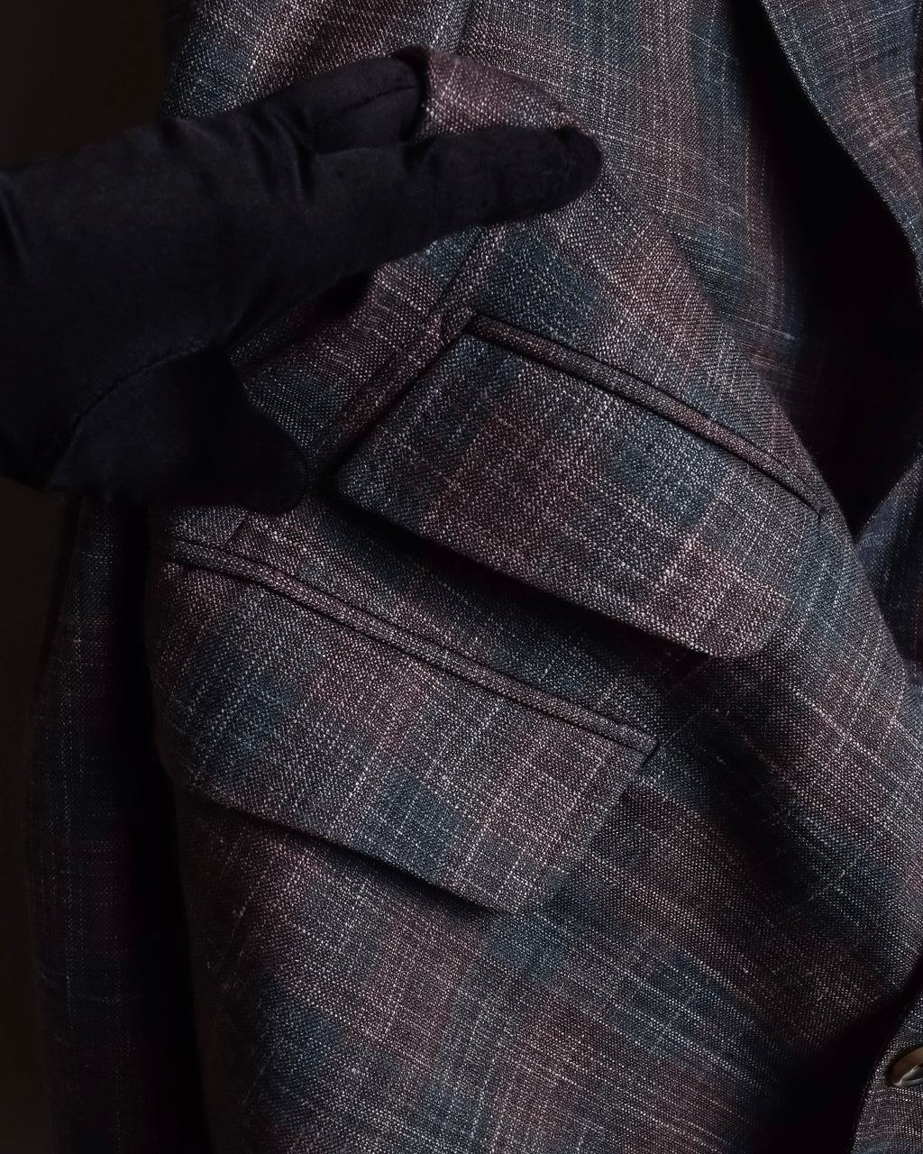 "Tex Teq" Gradient check pattern tailored jacket