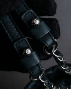 "CHANEL" Karl Lagerfeld design Matelasse chain Black shoulder bag