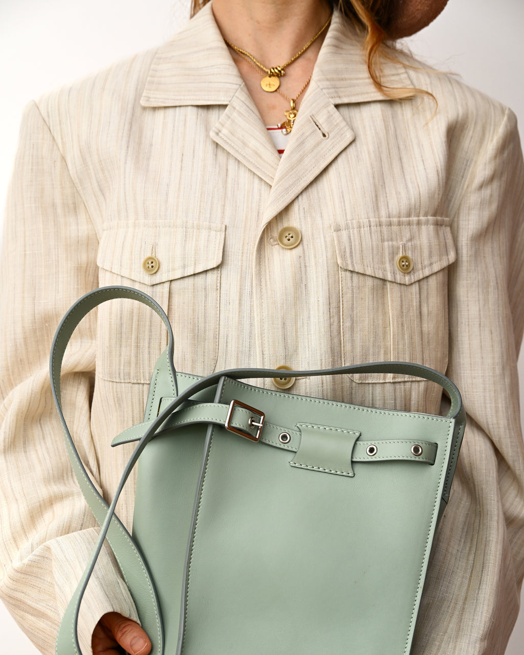 CÉLINE by Phoebe Philo/ “Big Bag Bucket” One Shoulder Bag Pale Green
