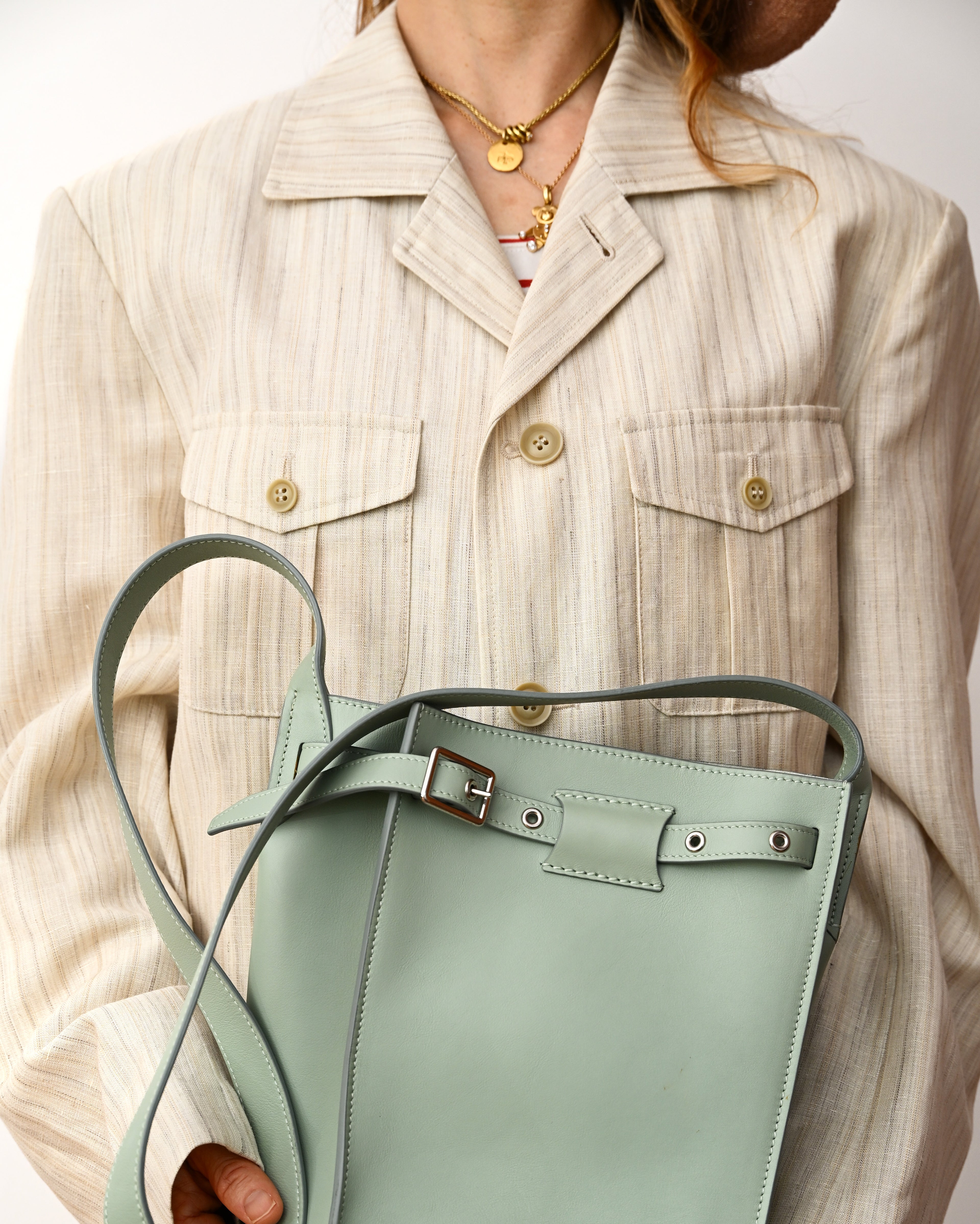 CÉLINE by Phoebe Philo/ “Big Bag Bucket” One Shoulder Bag Pale Green