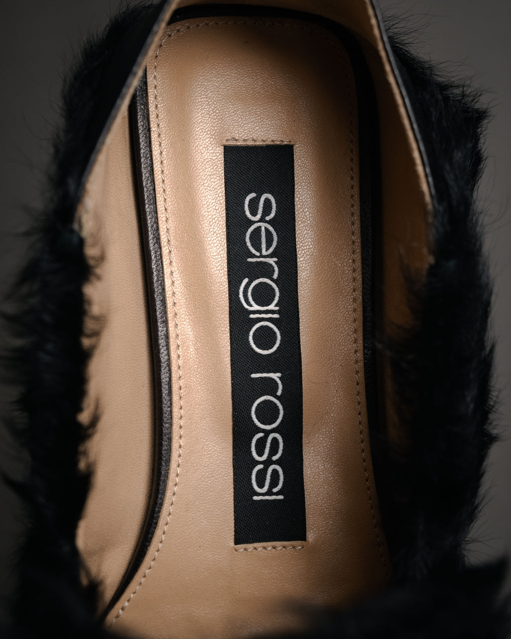 “sergio rossi” 2010’s Fur covered square toe loafers