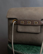 "Delvaux" Front D metal charm design horizontal leather shoulder bag