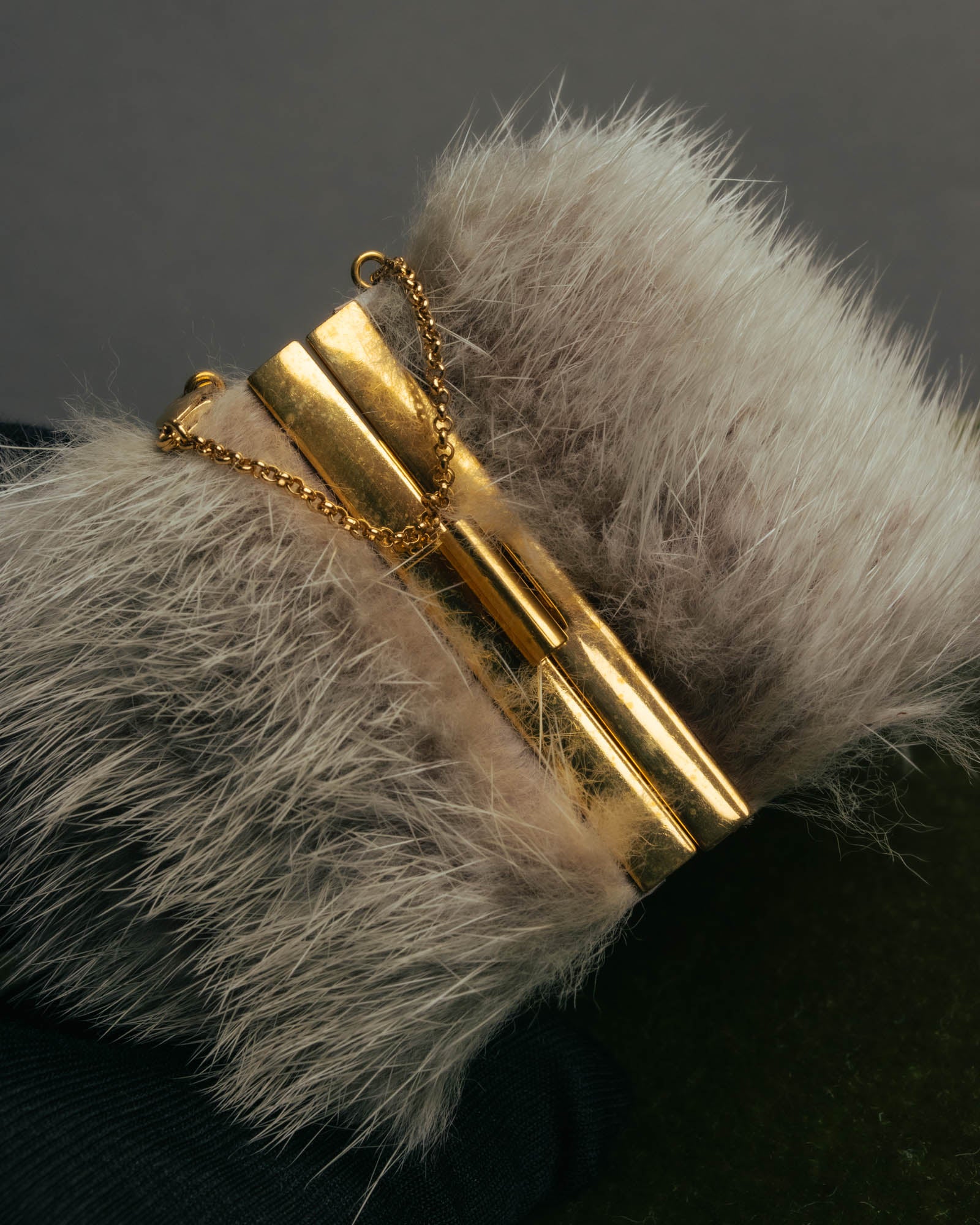 “CELINE” 2010’s Fur covered cuff bracelet