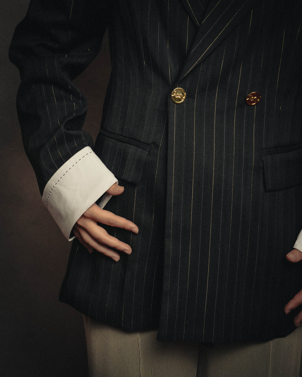 -SPECIAL-“SAINT LAURENT” 18's- Modern pinstripe double breasted jacket