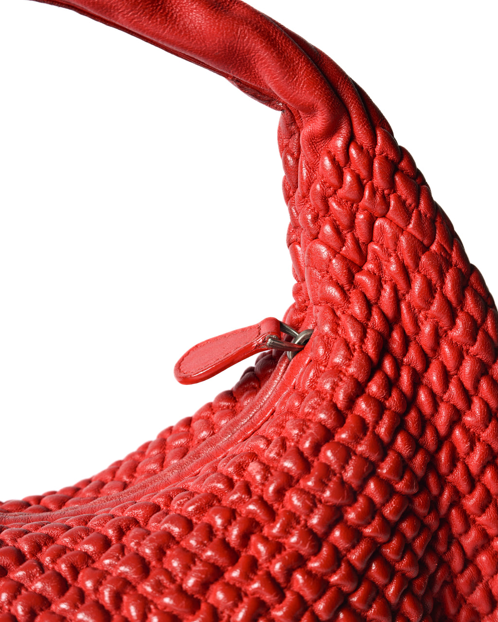 BOTTEGA VENETA/ Leather Hobo Shoulder Bag Red