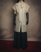 -SPECIAL- “VALENTINO ROMA” 2000’s sheer bow tie ruffled blouse
