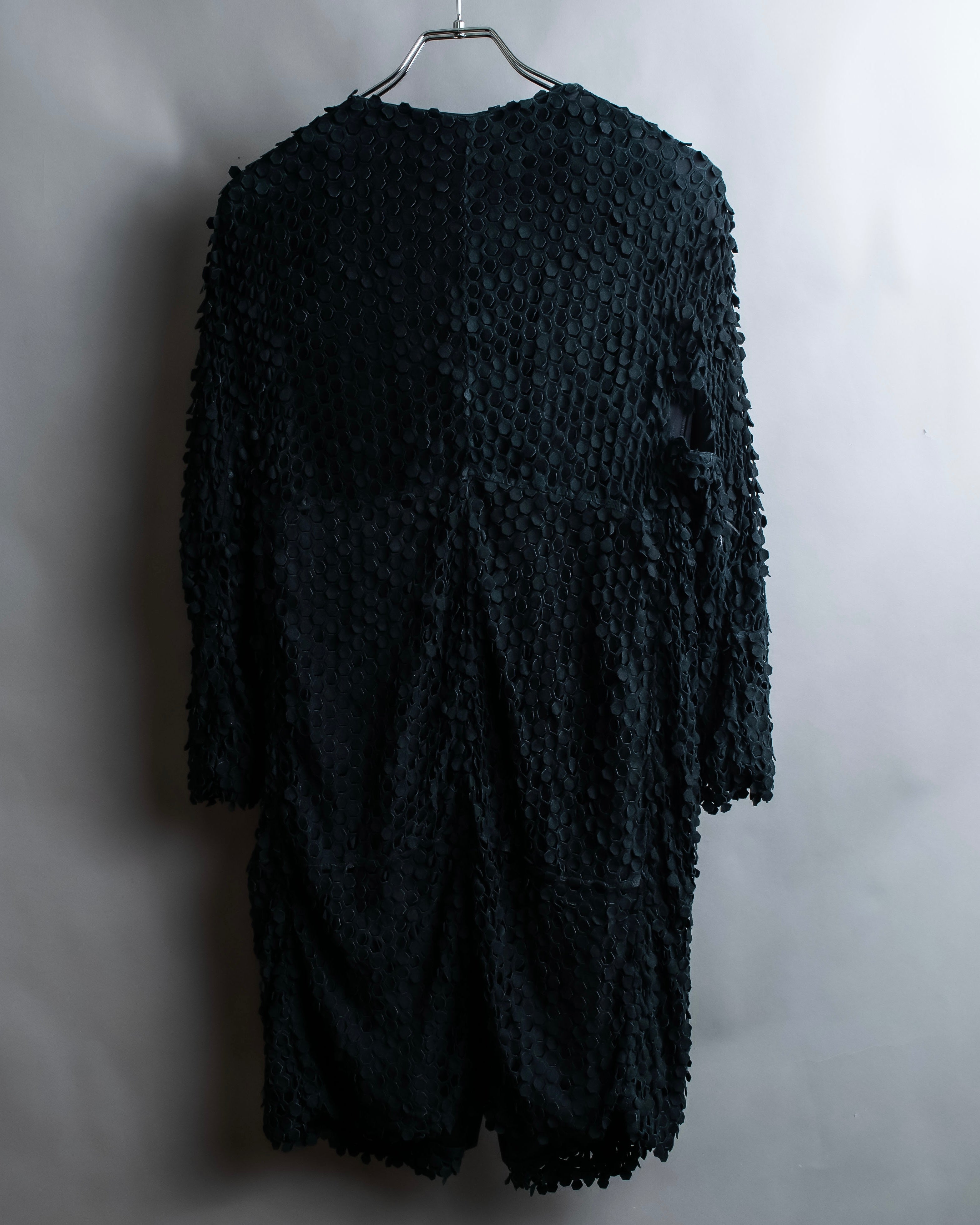 "HERNO" Laser cutwork design structured black dress