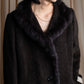 Vintage blue fox fur docking alpaca blend long coat