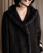 Vintage blue fox fur docking alpaca blend long coat