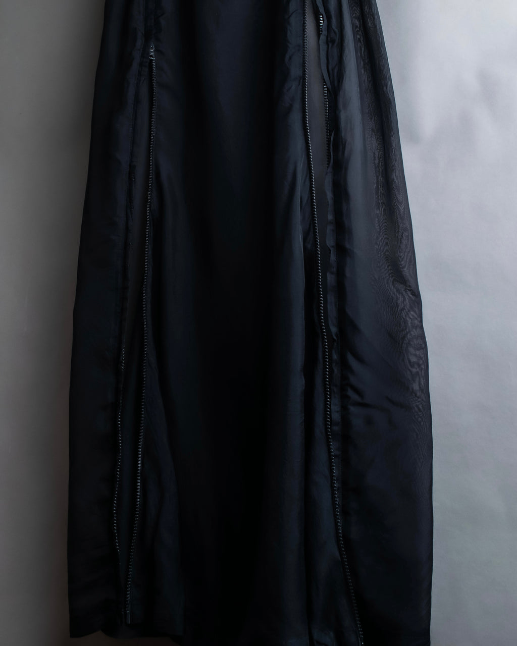 "YOHJI YAMAMOTO" 1996SS Double zipper design sheer rayon flare skirt