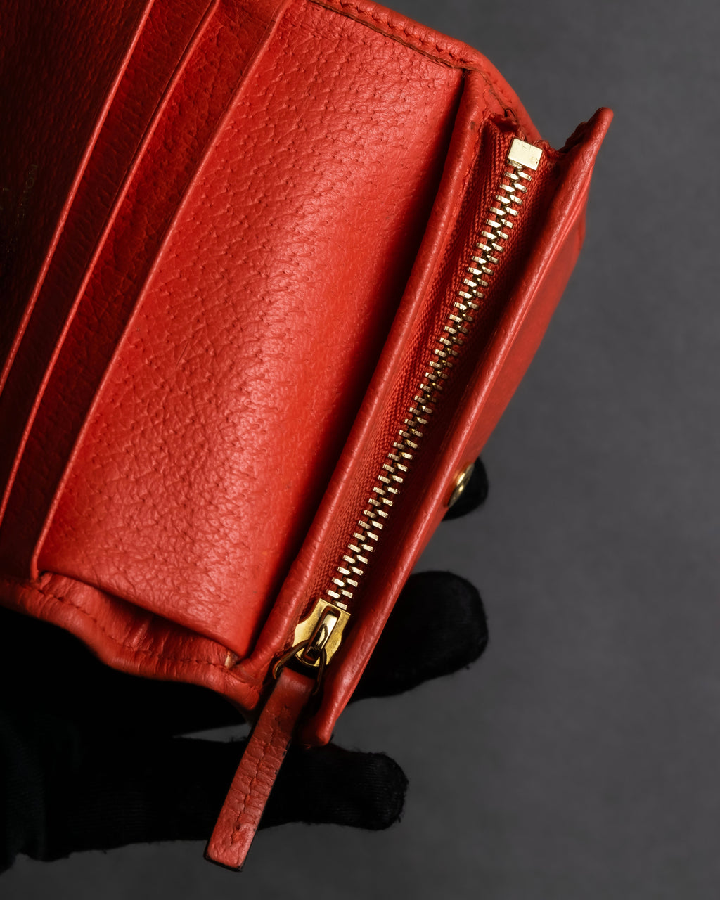 "GUCCI" Botanical pattern double G motif leather bifold wallet