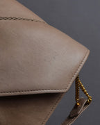 "HERMES" 70's Diamond stitched envelope leather bag