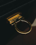 "Salvatore Ferragamo" 80's-90's Structured leather top handle bag