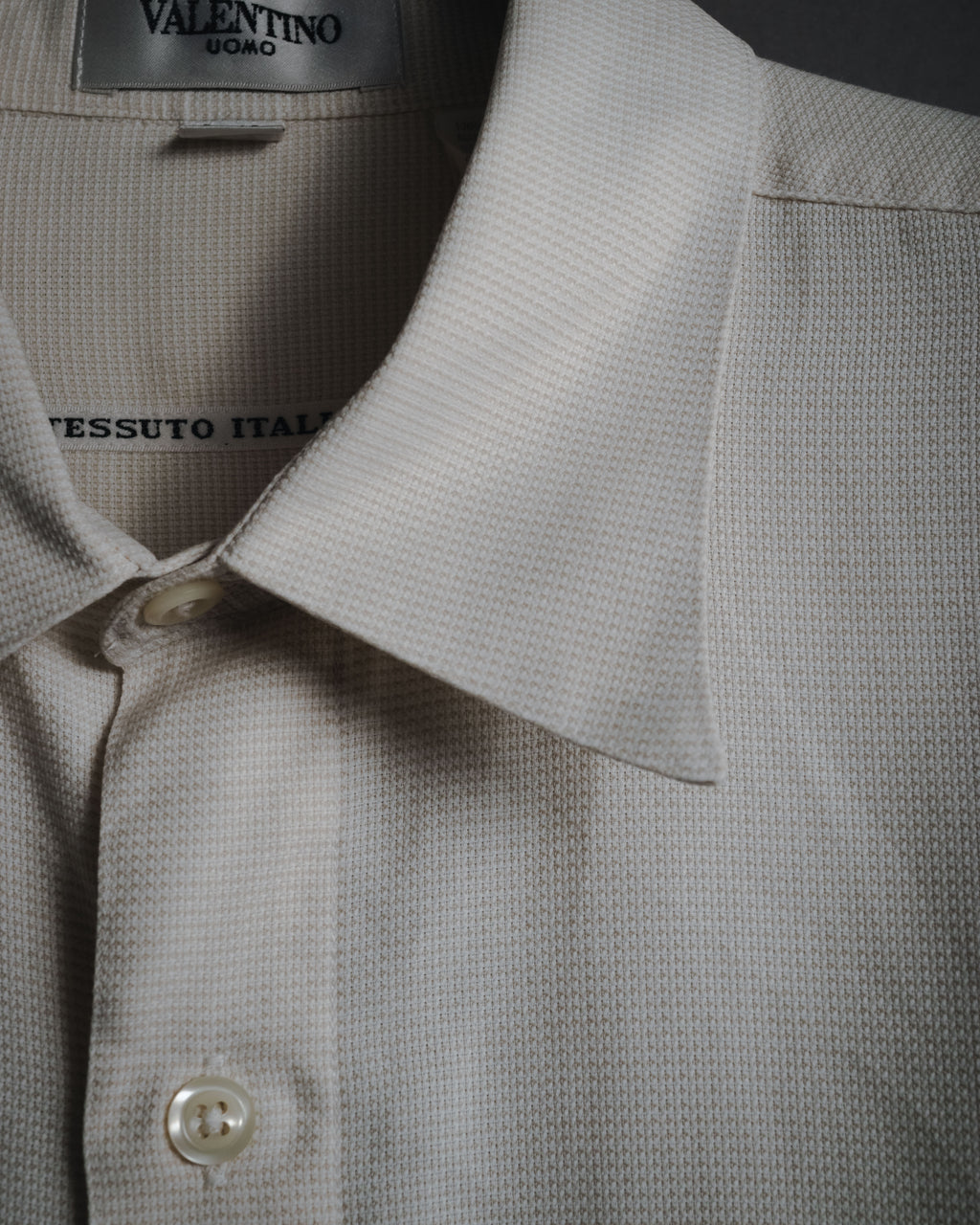 "VALENTINO UOMO" 80’s-90’s Textured pique cotton dress shirt