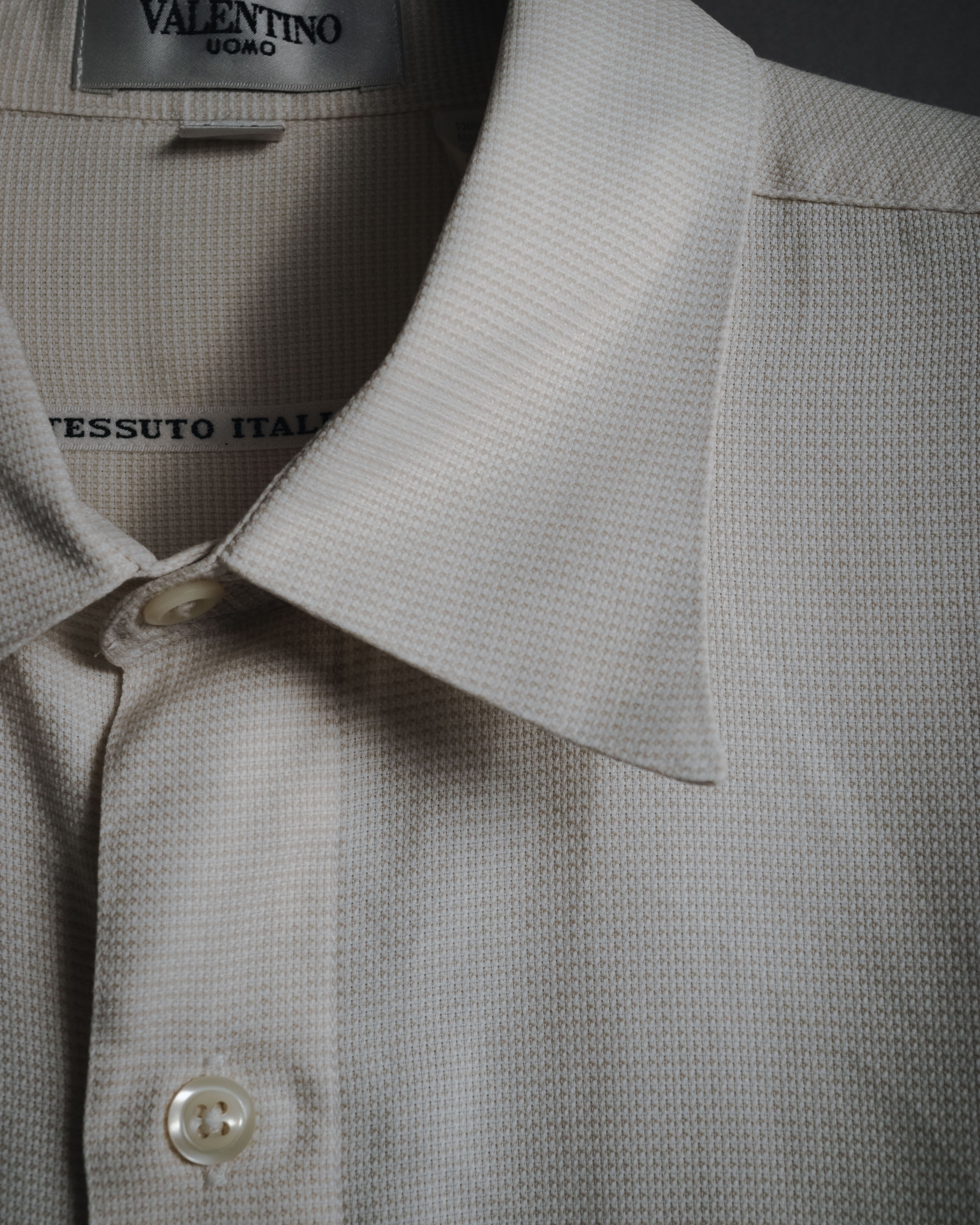 "VALENTINO UOMO" 80’s-90’s Textured pique cotton dress shirt