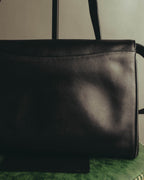 "CELINE" 70's-80's Classic black leather shoulder bag