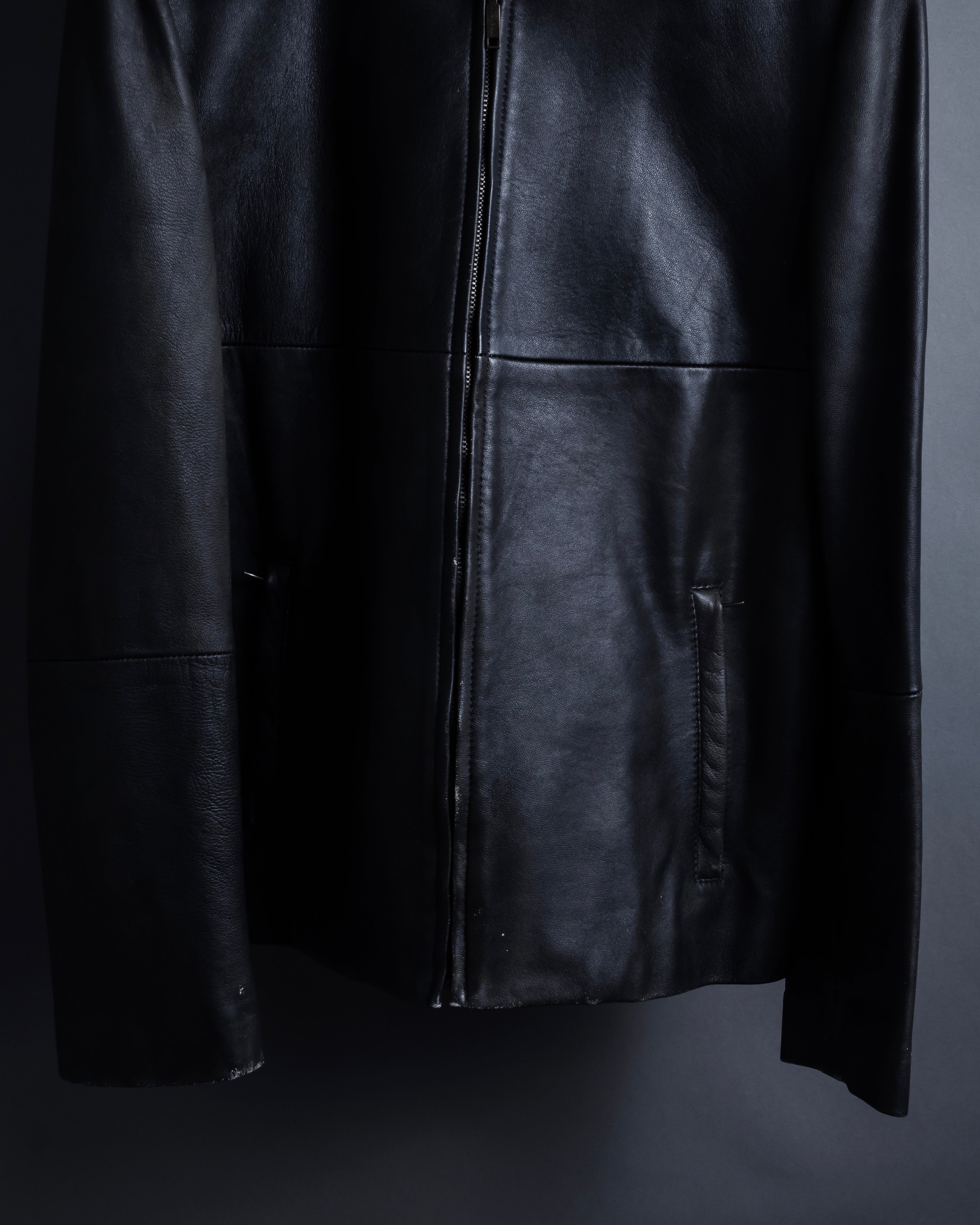 "Weekend Max Mara" Minimalist design center zip-up leather jacket