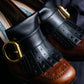 "PRADA" Fringe design square toe heel loafers