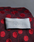 "DIOR" Red dot pattern narrow necktie