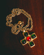 –SPECIAL– "CHANEL" 80's Gripoix Byzantine cross pendant necklace