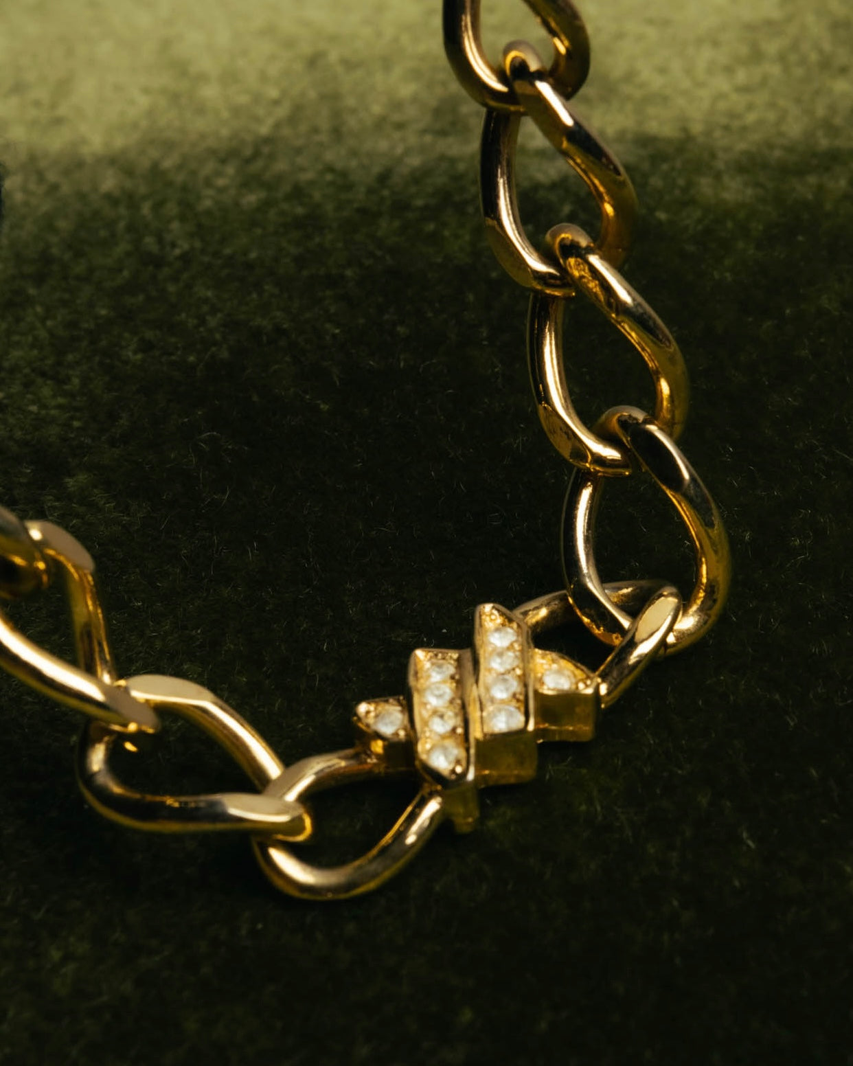 "Christian Dior" 90's Gold tone rhinestone chain bracelet