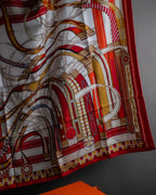 "HERMES" Carre 90 volt et pirouette silk scarf