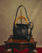 –SPECIAL– “JIL SANDER” 20’s Bamboo handle grained leather shopper bag