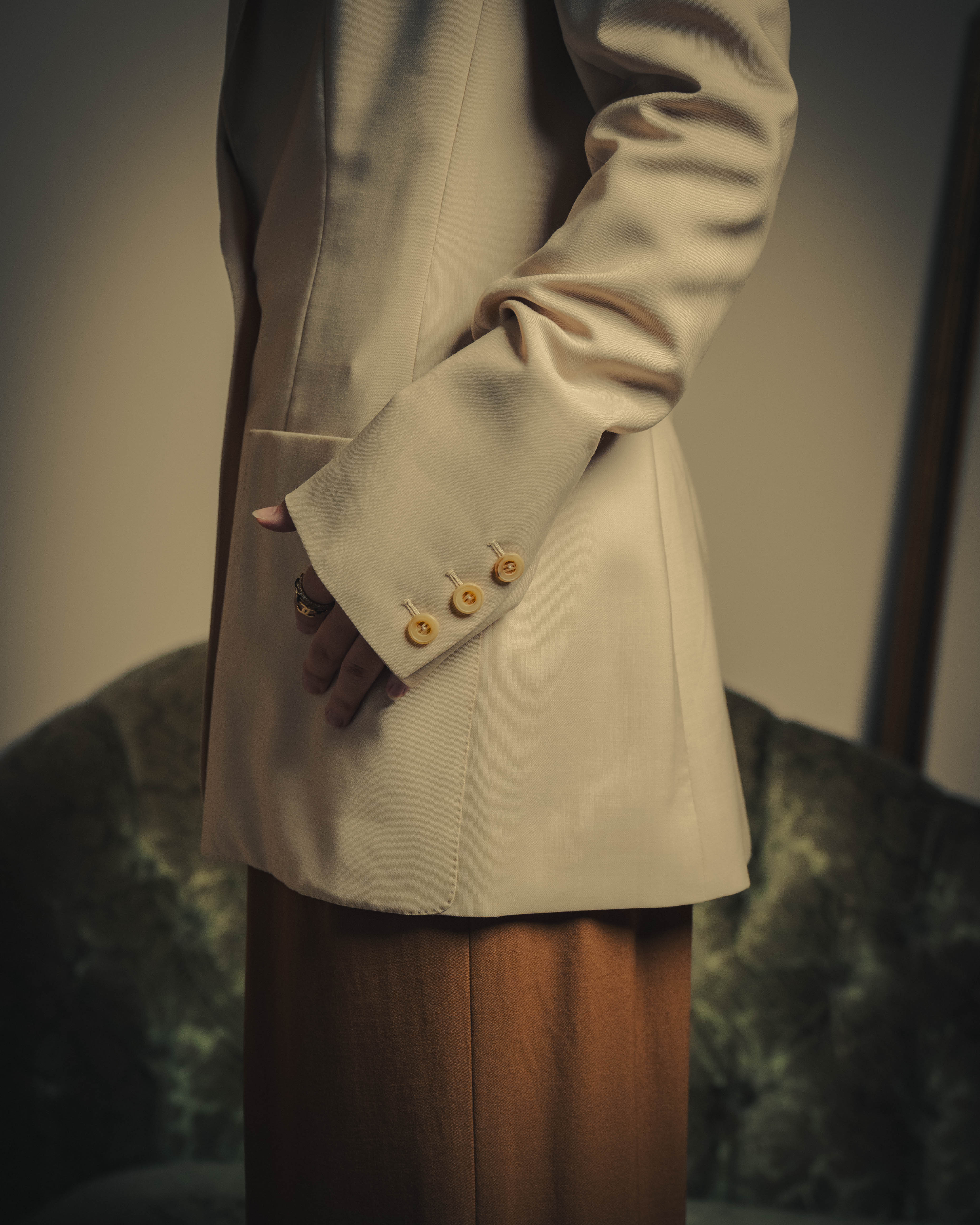 –SPECIAL– "Hermès" 90's-00's Lustrous mohair single-breasted blazer