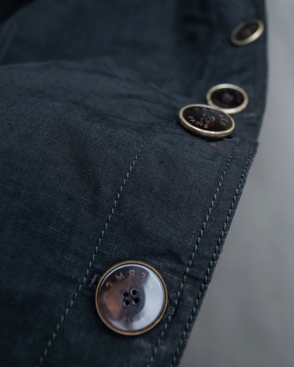 "HERMES" Belted button design linen skirt