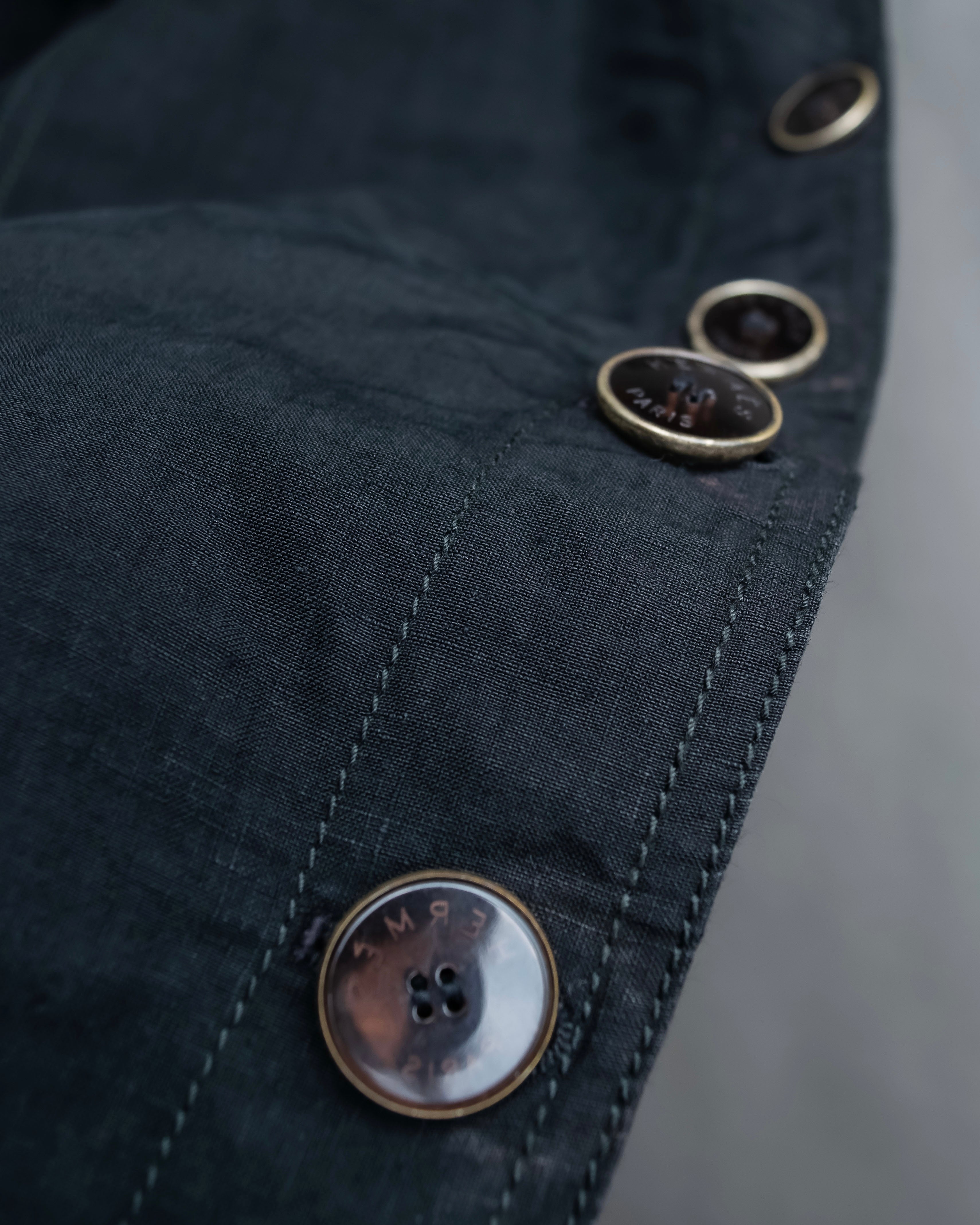 "HERMES" Belted button design linen skirt