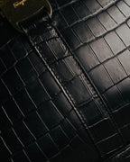 "Salvatore Ferragamo" 90's-00's Croc embossed leather shoulder bag