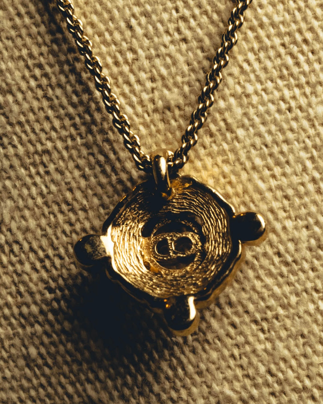 "Christian Dior" 90's-00's Crystal cd logo pendant necklace