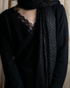 "GIORGIO ARMANI" Waffle low gauge knit fringe design stole