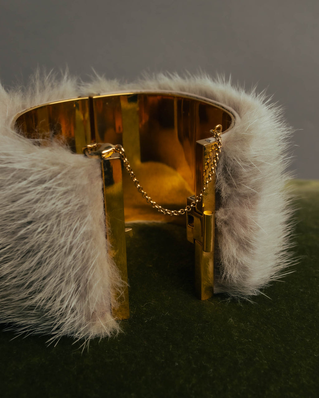“CELINE” 2010’s Fur covered cuff bracelet