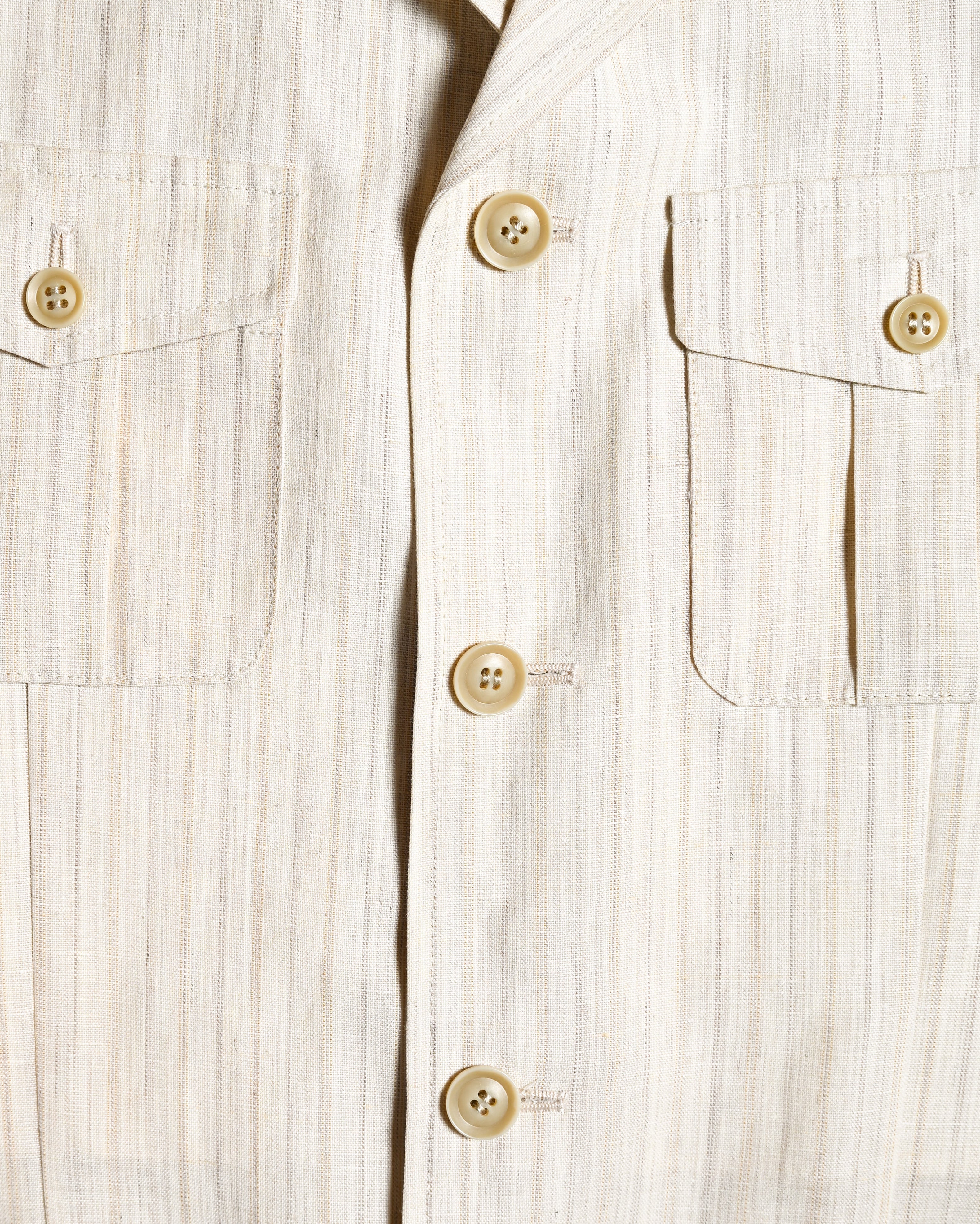 Dolcis/ Linen Blended Oversized Safari Jacket White