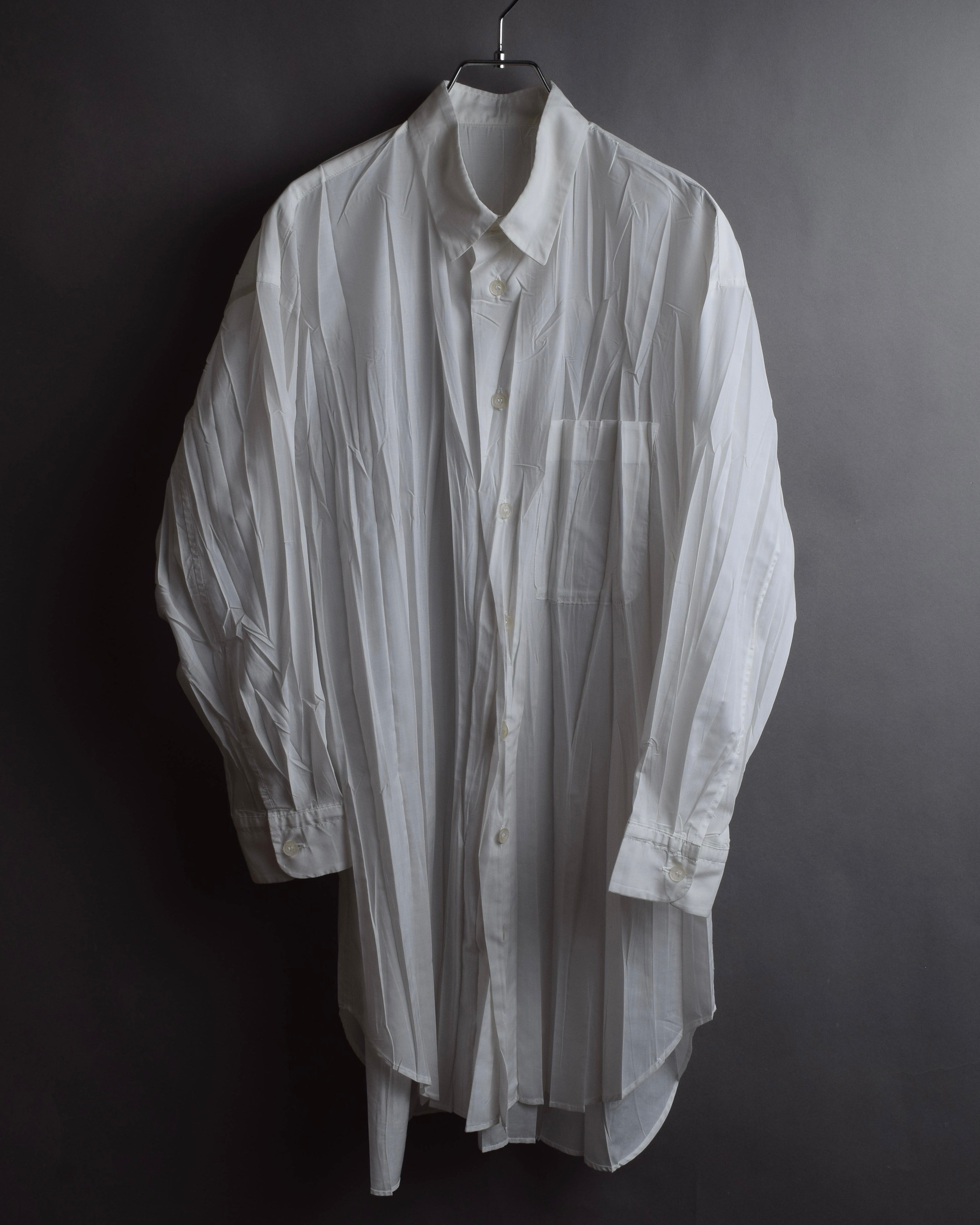 "ISSEY MIYAKE" Pleated design polyester long shirt