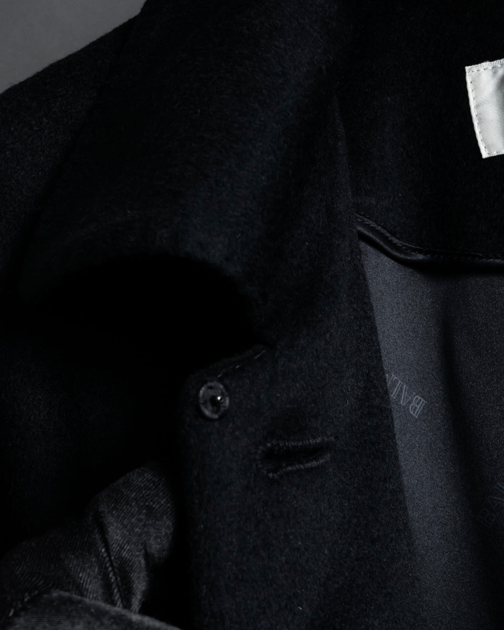 "BALMAIN" Raglan sleeve 100% cashmere stand collar coat