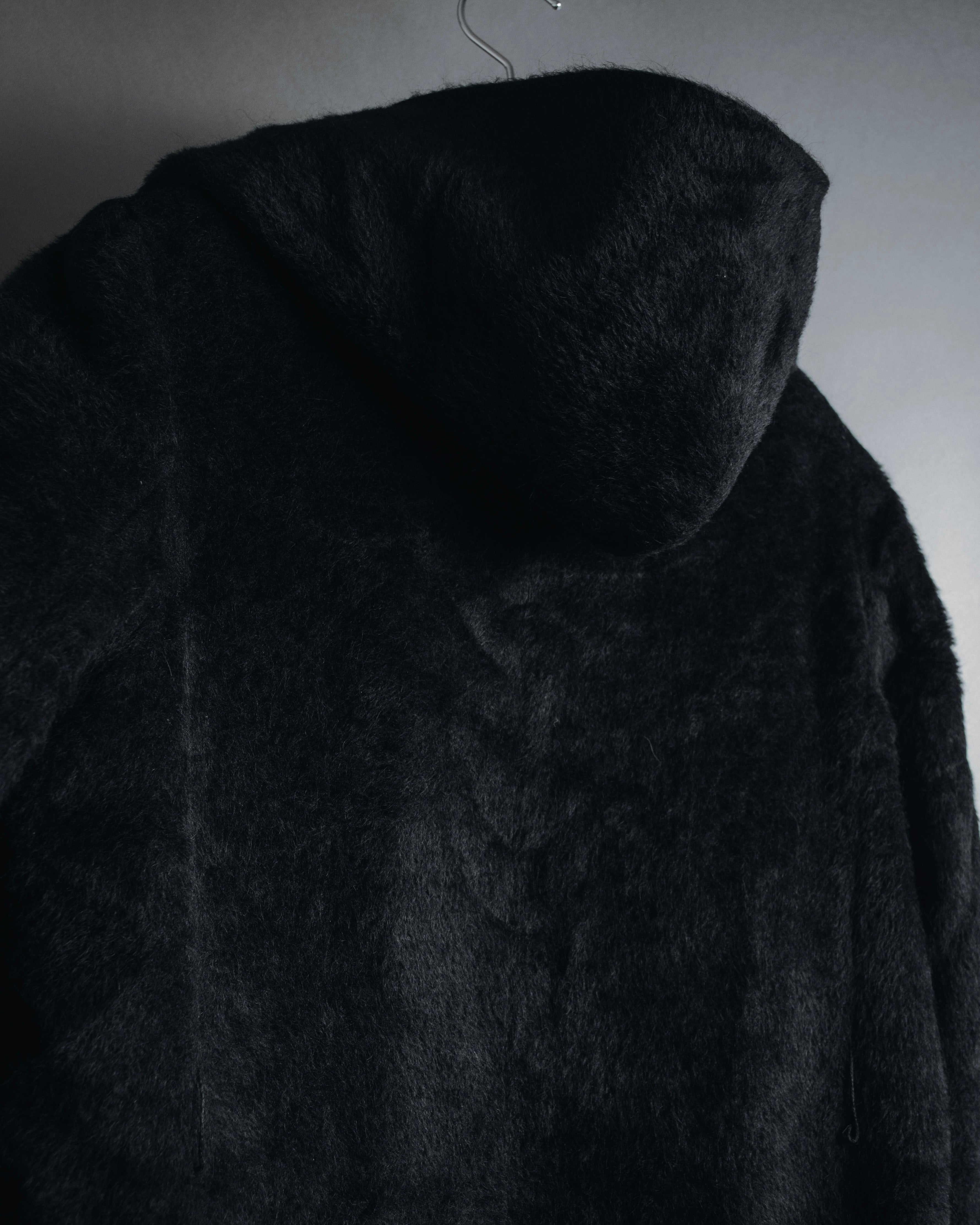 Max Mara 00年代-10年代系带羊驼毛绒毛连帽大衣