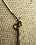 "Christian Dior" 80's-90's Gold tone rhinestone cd lariat necklace