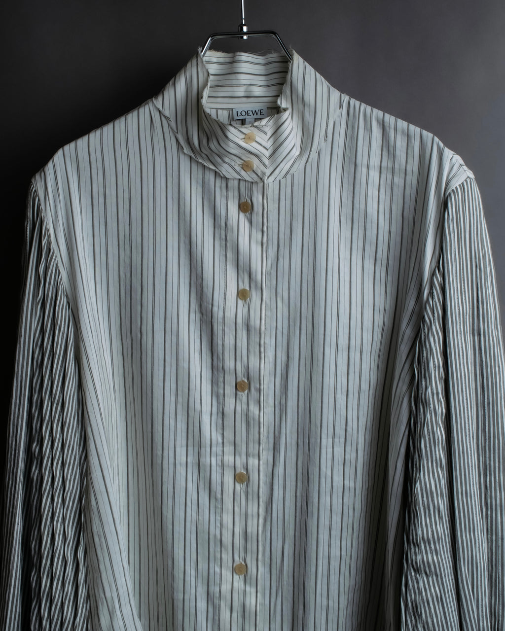 "LOEWE" Balloon sleeve striped high neck shirt