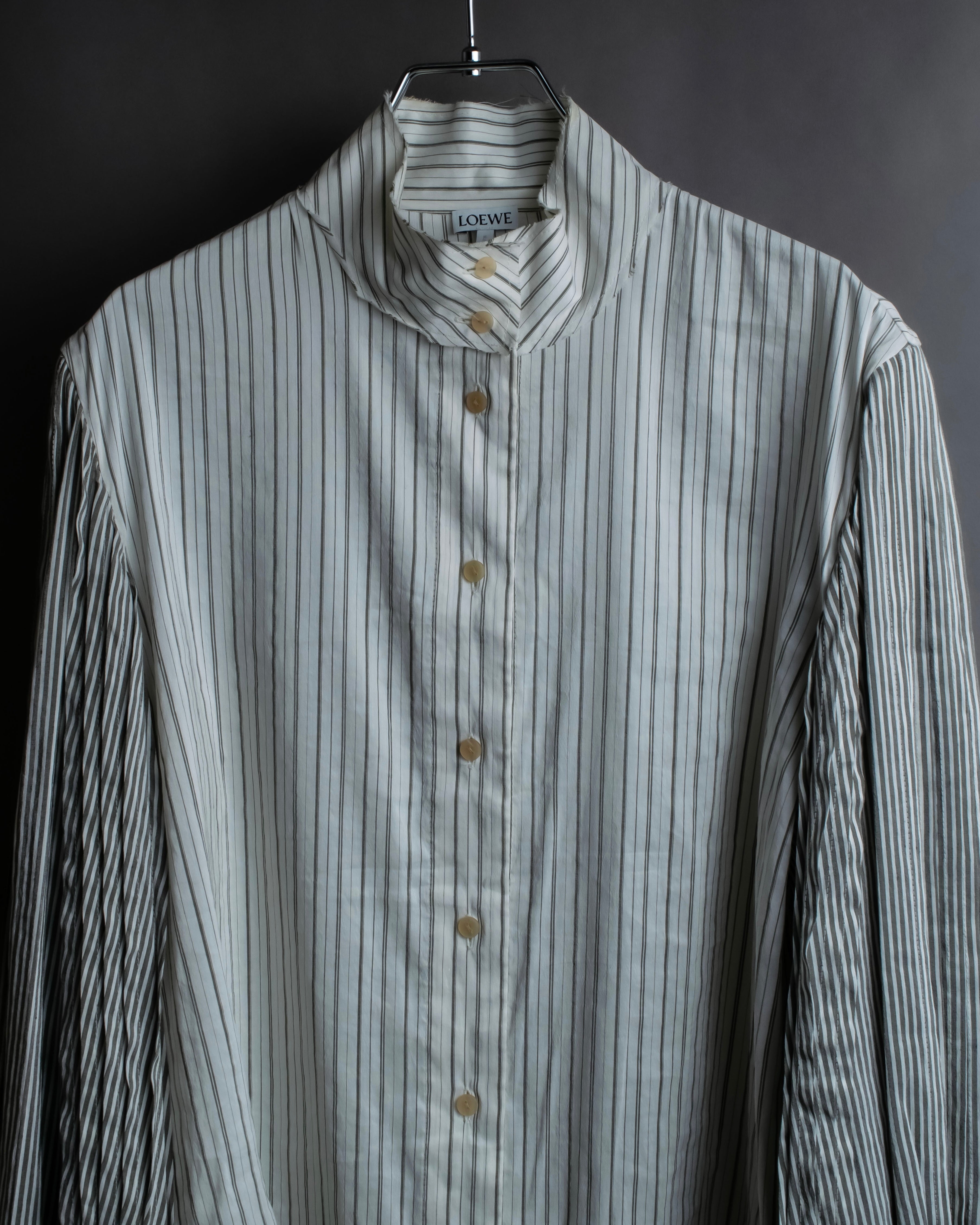 "LOEWE" Balloon sleeve striped high neck shirt
