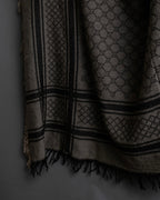 "GUCCI" GG monogram &amp; check pattern fringe large stole