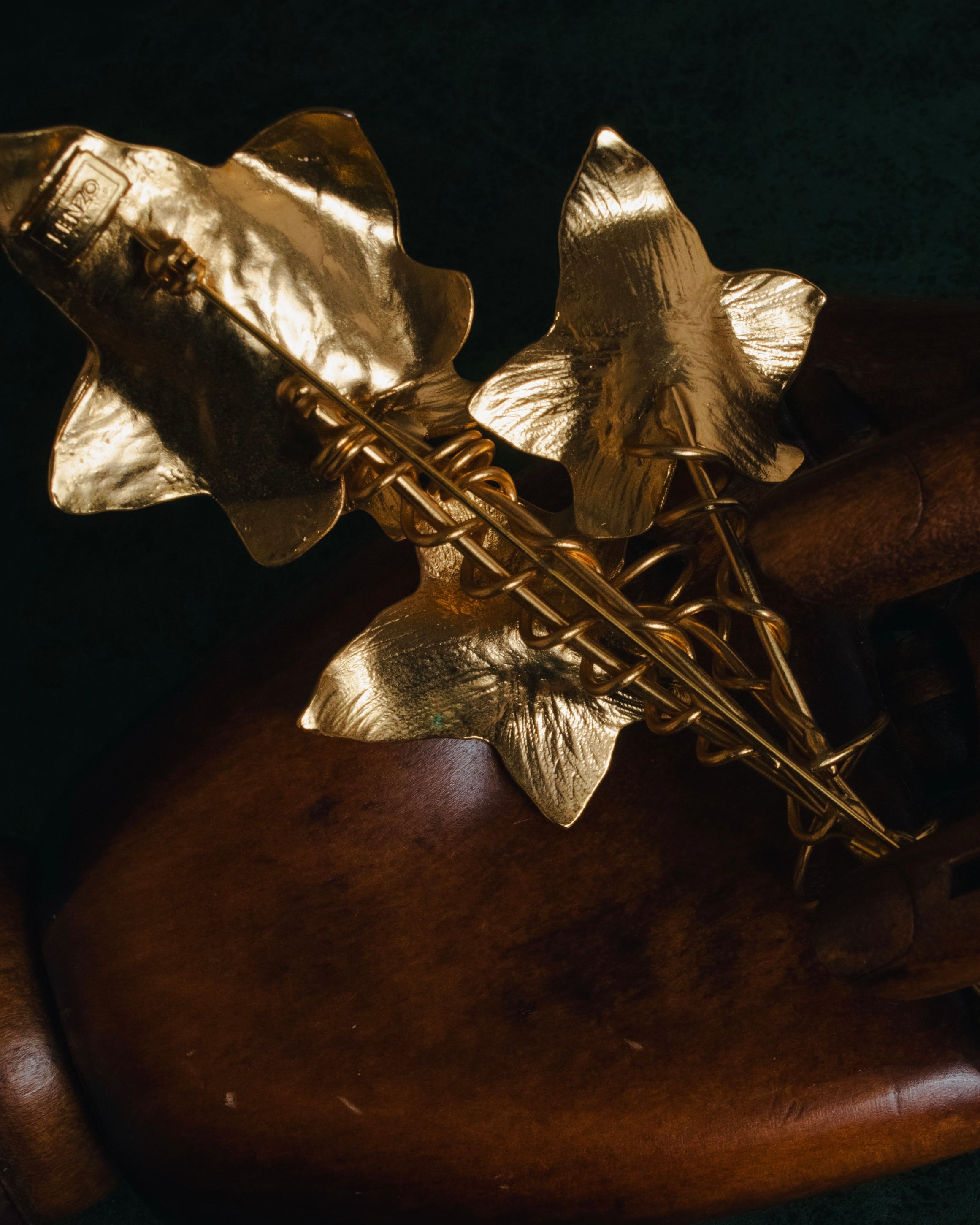 "KENZO" Botanical ivy bouquet brooch