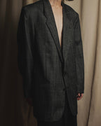 Chaqueta entallada de tweed de espina de pescado estructurado de los años 70-80 de Yves Saint Laurent